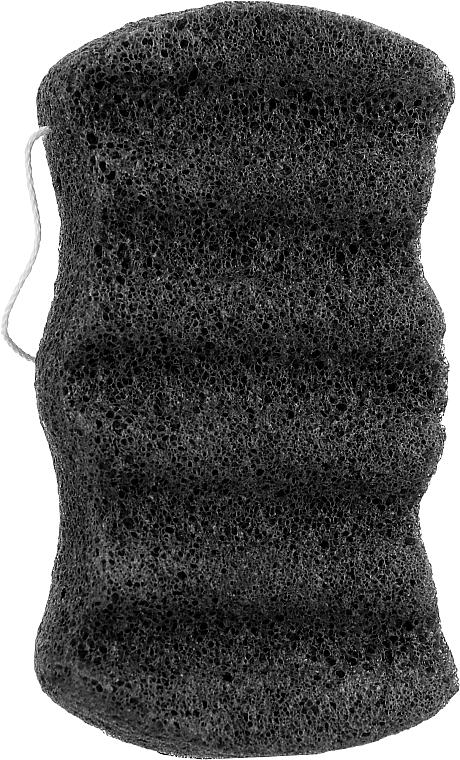 Спонж для умывания конжаковый "Волна", черный - Cosmo Shop Konjac Sponge Craft Box — фото N1