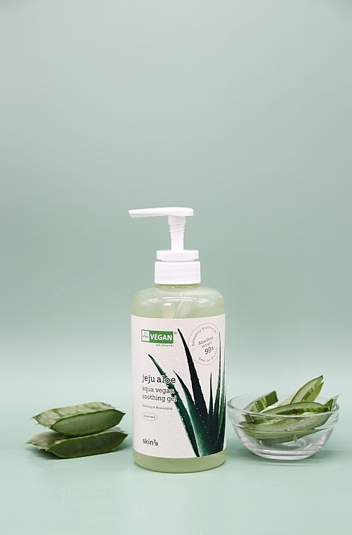 Увлажняющий и успокаивающий гель с алоэ - Skin79 Jeju Aloe Aqua Vegan Soothing Gel (с дозатором) — фото N2