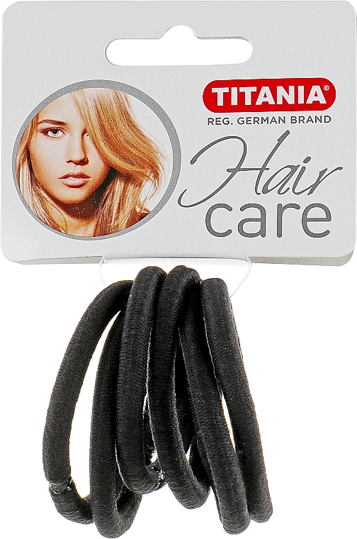 Зажим для волосся еластичний, 6 шт., чорний, 6 мм - Titania