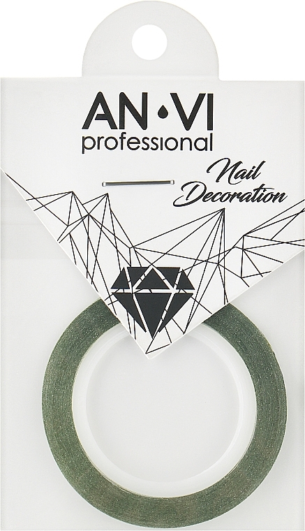 Голографическая полоска для ногтей, 1 мм, зеленая с блестками - AN-VI Professional — фото N1