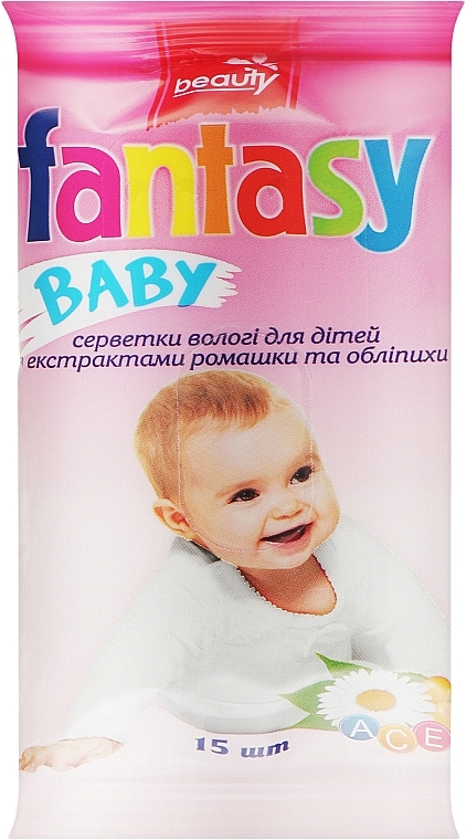 Серветки вологі для дітей з екстрактом ромашки та обліпихи - Fantasy Baby — фото N1