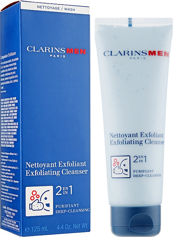 Очищувальний та відлущувальний засіб для обличчя 2в1 - Clarins Men Exfoliating Cleanser — фото N2