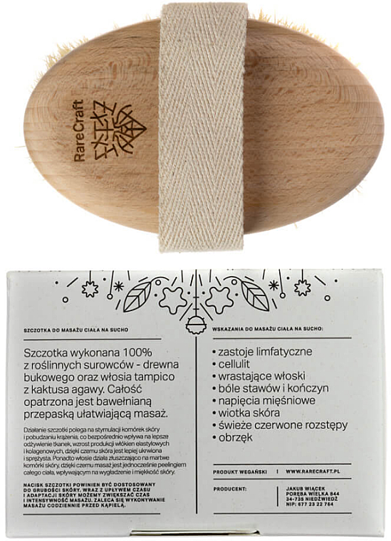 Деревянная щетка с натуральной щетиной для сухого массажа - RareCraft  — фото N3
