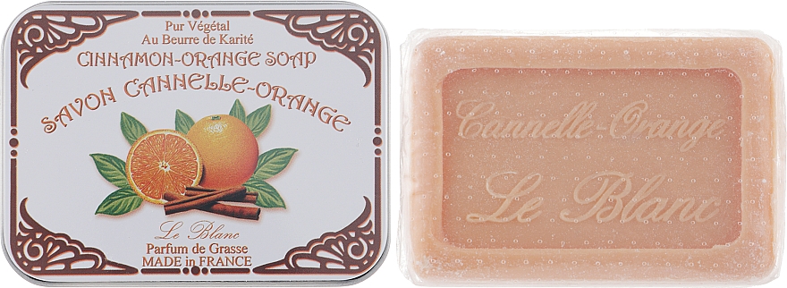 Натуральне мило в жерстяній упаковці "Апельсин-кориця" - Le Blanc Cannelle & Orange Soap — фото N1