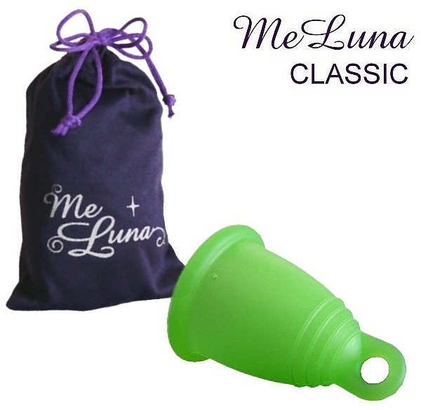 Менструальная чаша с петлей, размер S, зеленая - MeLuna Shorty Menstrual Cup Ring — фото N1