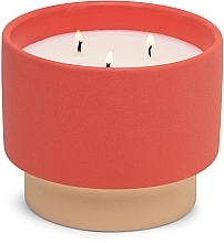 Ароматическая свеча "Янтарь и дым", 3 фитиля - Paddywax Color Block Red / Tan Ceramic Amber & Smoke — фото N1