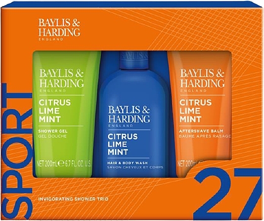 Набір - Baylis & Harding Citrus Lime Mint Invigorating Shower Trio Gift Set (hair/body/wash/300ml + sh/gel/200ml + ash/balm/200ml) — фото N1