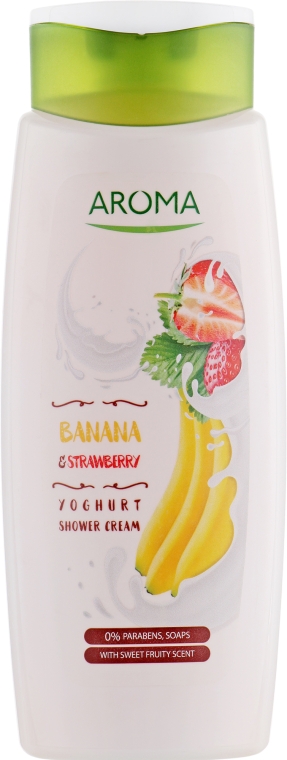 Крем-гель для душа "Банан и Клубника" - Aroma Greenline Yoghurt Shower Cream Banana & Strawberry