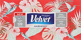 Салфетки "Бархатная гармония", 3 слоя, 120 шт, красная упаковка - Velvet — фото N2