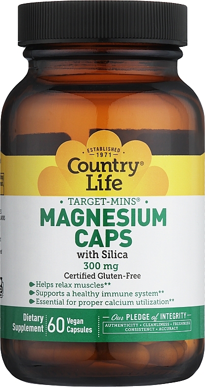Пищевая добавка "Магний 300 мг" - Country Life Magnesium Caps — фото N1