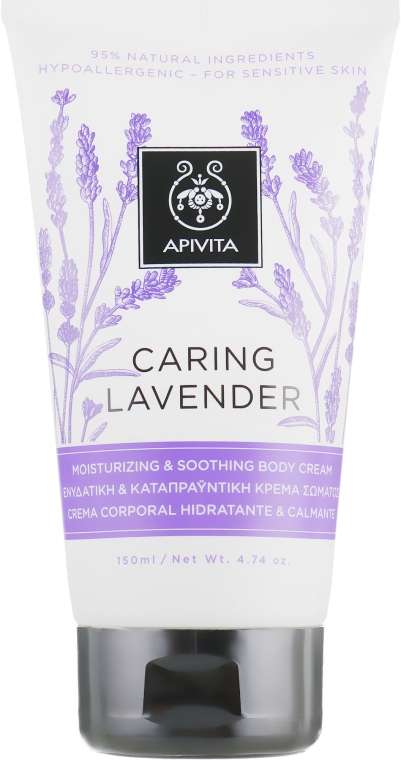Зволожувальний та заспокійливий крем для чутливої шкіри тіла "Лаванда" - Apivita Caring Lavender Hydrating Soothing Body Lotion