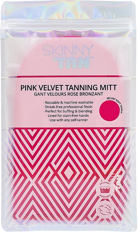 Бархатная перчатка для нанесение автозагара - Skinny Tan Pink Velvet Tanning Mitt — фото N2