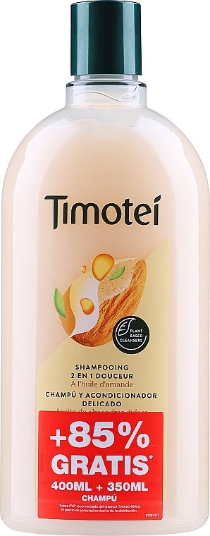 Шампунь для волосся 2 в 1 з олією солодкого мигдалю - Timotei Sweet Almond Oil Shampoo — фото N1