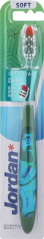 Мягкая зубная щетка, зеленая - Jordan Individual Clean Soft — фото N1