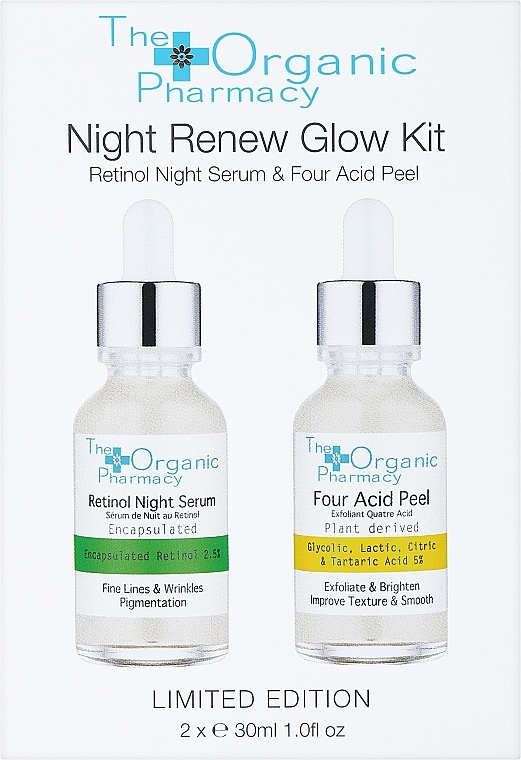 Набір для догляду за шкірою обличчя - The Organic Pharmacy Night Renew Glow Kit (ser/2x30ml) — фото N1