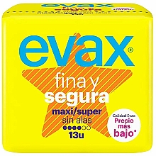 Гігієнічні прокладки "Максі супер", без крилець, 13 шт. - Evax Fina & Segura — фото N1