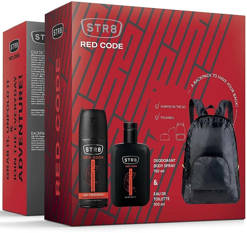STR8 Red Code - Набор (edt/100ml + deo/150ml + backpack) — фото N1