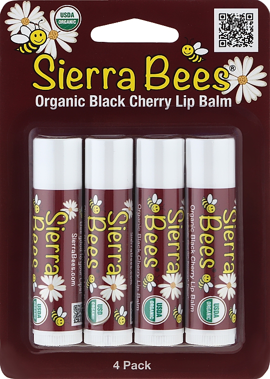 Набор бальзамов для губ "Черная вишня" - Sierra Bees (lip/balm/4x4,25g) — фото N1