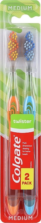 Зубна щітка Twister, середня, помаранчева + блакитна - Colgate Twister Medium — фото N1