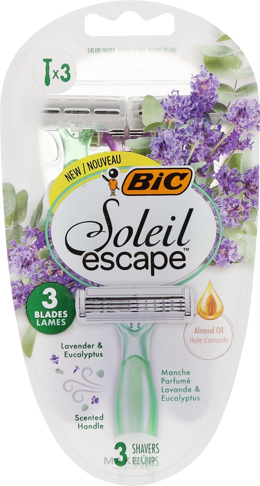 Набор бритв без сменных картриджей 3 шт - Bic Soleil Escape 3 Lavender & Eucalyptus — фото 3шт