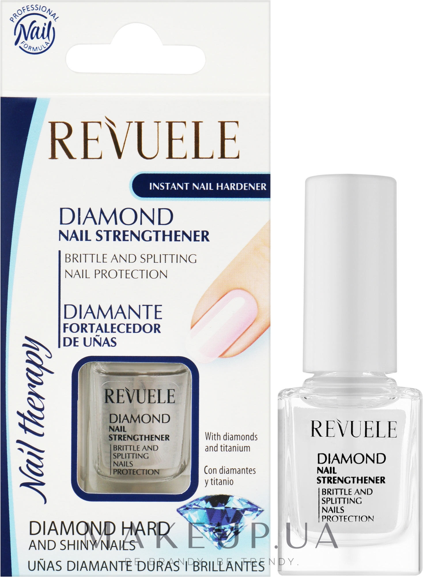 Засіб для зміцнення нігтів - Revuele Nail Therapy Instant Nail Hardener Diamond Strengthener — фото 10ml