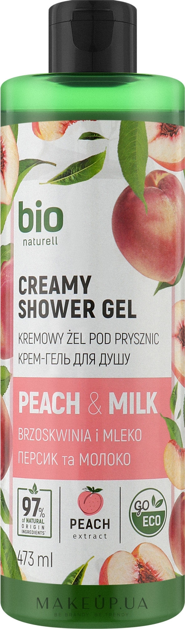 Крем-гель для душа "Peach & Milk" - Bio Naturell Creamy Shower Gel — фото 473ml