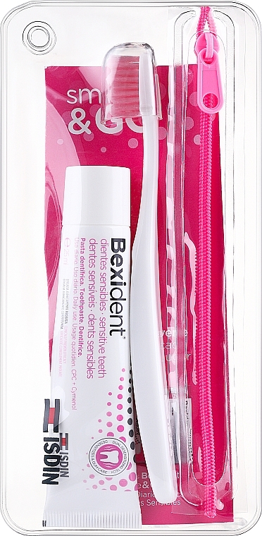 Набір - Isdin Bexident Sensitive Kit (toothpaste/25ml + toothbrush/1pcs + bag/1pcs) — фото N1