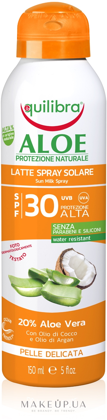 Солнцезащитный спрей-молочко с алоэ SPF 30 - Equilibra Sun Aloe Spray Milk Spf 30 Delicate Skin  — фото 150ml