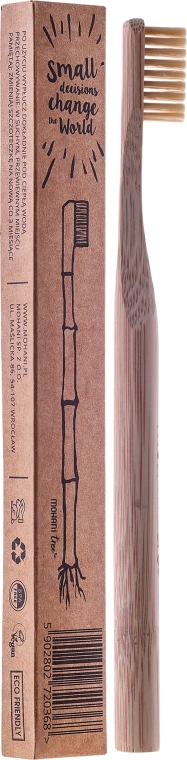 Зубна щітка бамбукова, середньої жорсткості, натуральна - Mohani Toothbrush — фото N1