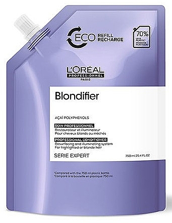 Кондиціонер-блиск для волосся, відновлювальний - L'Oreal Professionnel Serie Expert Blondifier Illuminating Conditioner Eco Refill (змінний блок) — фото N1
