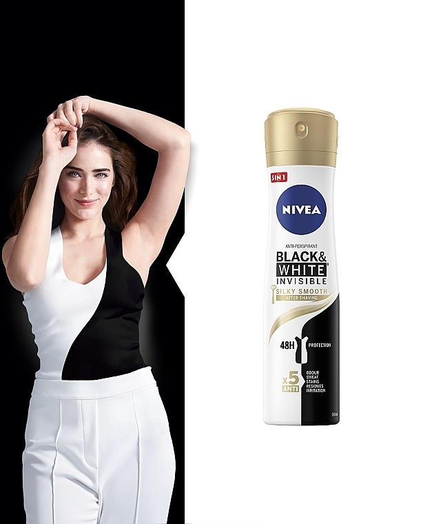 Дезодорант-антиперспірант "Ніжність шовку" - NIVEA Black & White Invisible Silky Smooth Antyperspirant Spray — фото N5