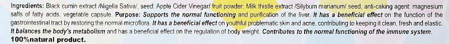 Харчова добавка з екстрактом чорного кмину, порошком яблучного оцту та екстрактом розторопші - Orenda Beauty Inside Out — фото N2