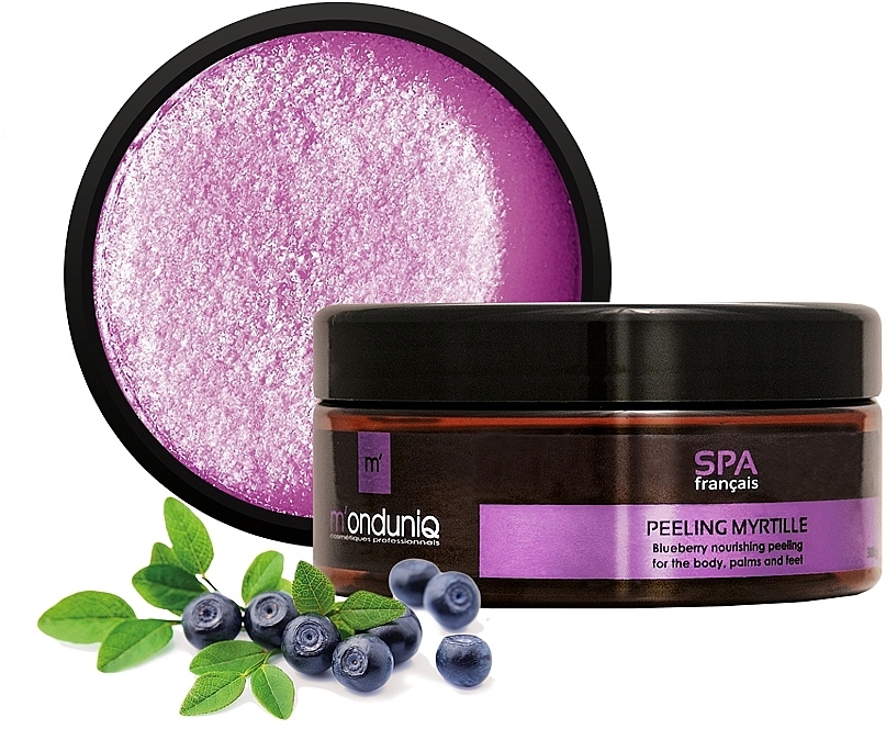 Чорничний регенерувальний скраб для тіла - M'onduniq SPA Velvet Blueberry Nourishing Peeling For The Body Palms And Feet — фото N2