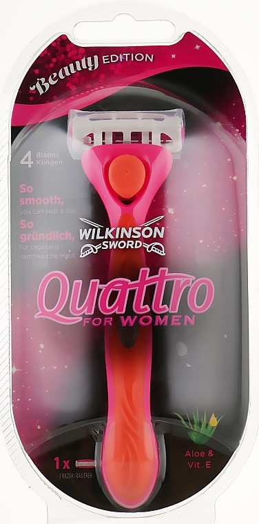 Станок для гоління + 1 змінне лезо - Wilkinson Sword Quattro For Women Beauty Edition — фото N1