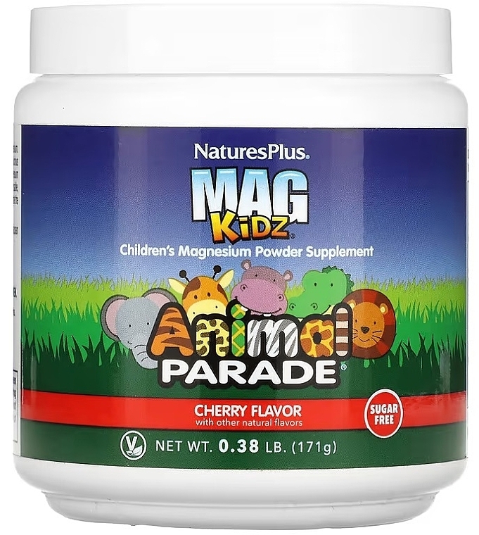 Пищевая добавка для детей "Магний" в порошке, вкус вишни - NaturesPlus Animal Parade Mag Kidz  Children's Magnesium — фото N1