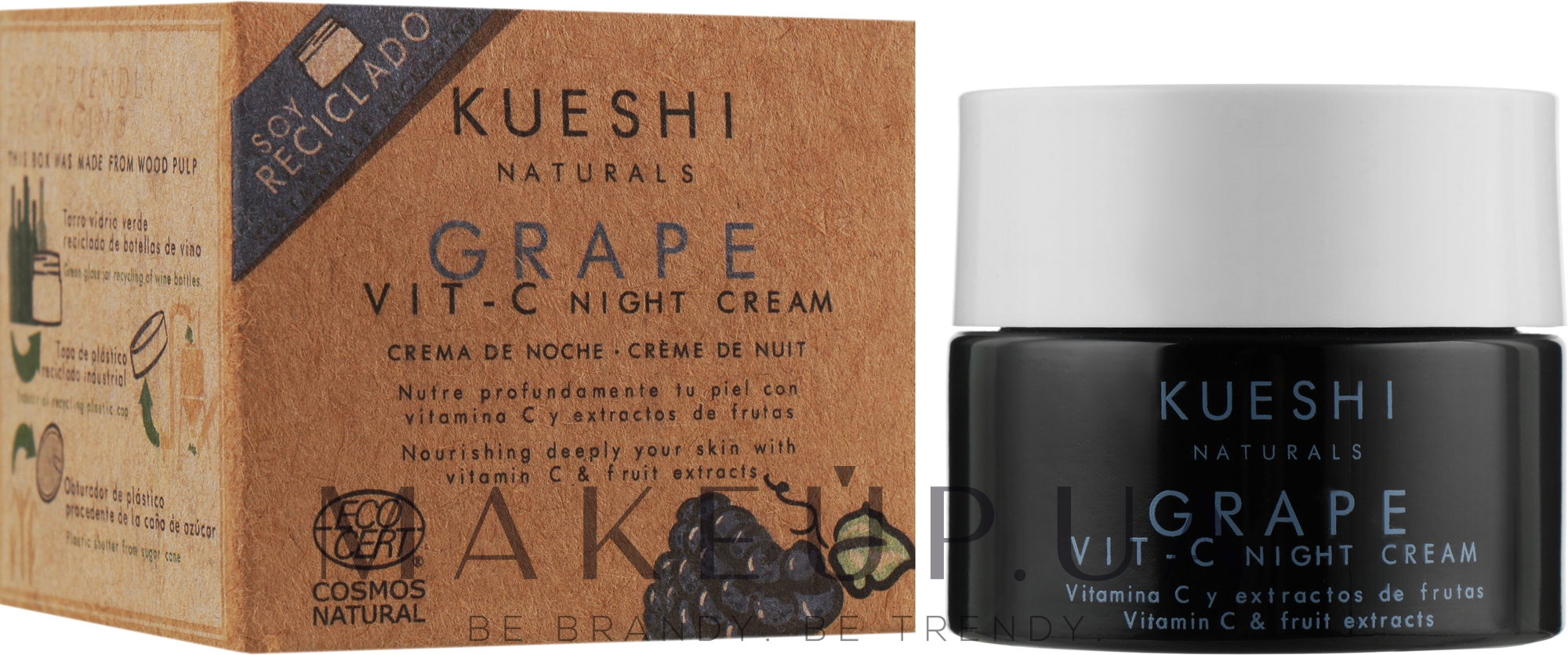 Ночной крем для лица с экстрактом винограда и витамином C - Kueshi Naturals Grape Vit. C Night Cream — фото 50ml