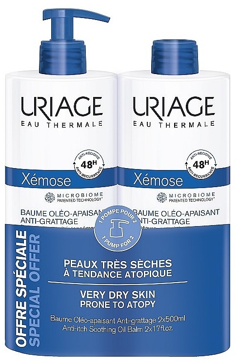 Набір - Uriage Xemose Anti-Itch Soothing Oil Balm (b/balm/2x500ml) — фото N1