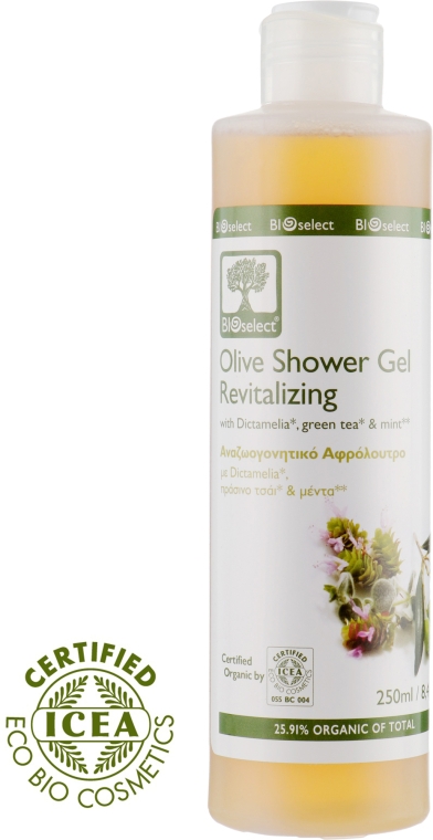 Гель для душа с Диктамелией, Зеленым чаем и Ментолом - BIOselect Olive Shower Gel Revitalizing — фото N1