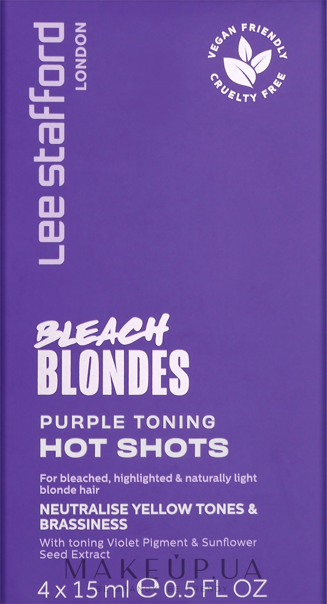 Тонирующее средство для мгновенной нейтрализации желтого оттенка - Lee Stafford Ice Purple Toning Cool Shots — фото 4x15ml