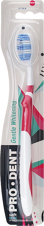 Зубна щітка "Gentle Whitening", м'яка, біло-рожева - Pro Dent — фото N1