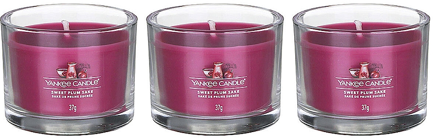 Набор ароматических свечей "Сладкое сливовое саке" - Yankee Candle Sweet Plum Sake (candle/3x37g) — фото N2
