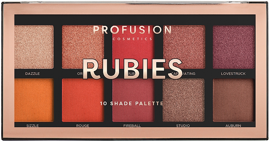 Палетка теней для век - Profusion Cosmetics Rubies 10 Shades Eyeshadow Palette — фото N1