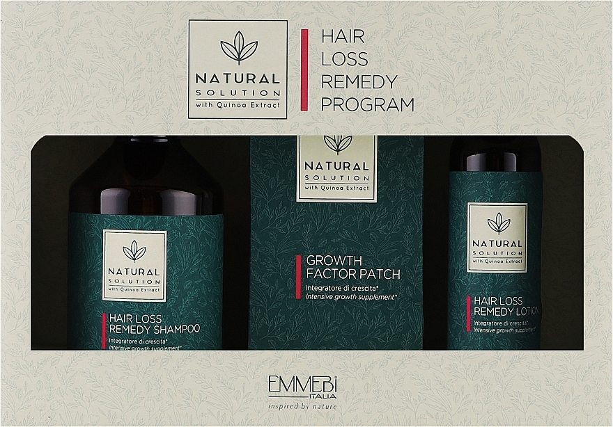 Набор "Контроль потери волос" - Emmebi Italia Natural Solution Hair Loss Remedy Programm (shm/250ml + lot/100ml + patch/30pcs) — фото N1