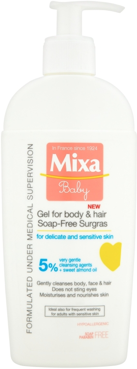 Очищающий гель-пена для тела и волос для младенцев - Mixa Baby Gel for Body & Hair