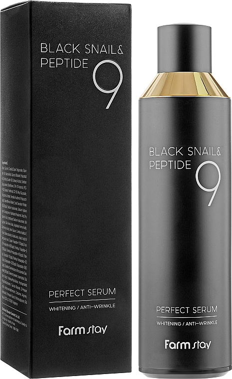 Сироватка для обличчя з екстрактом чорного равлика й пептидами - Farmstay Black Snail & Peptide 9 Perfect Serum — фото N1