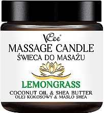 Массажная свеча "Лемонграсс" - VCee Massage Candle Lemongrass Coconut Oil & Shea Butter — фото N1