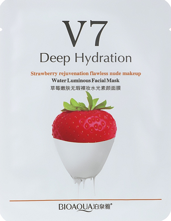 Маска для обличчя з екстрактом полуниці й вітамінами - Bioaqua V7 Deep Hydration Mask