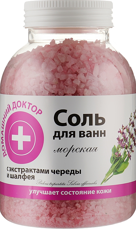 Соль для ванн с экстрактом череды и шалфея - Домашний Доктор — фото N1