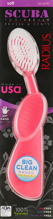 Зубна щітка для лівші "Scuba", рожева - Radius — фото N1
