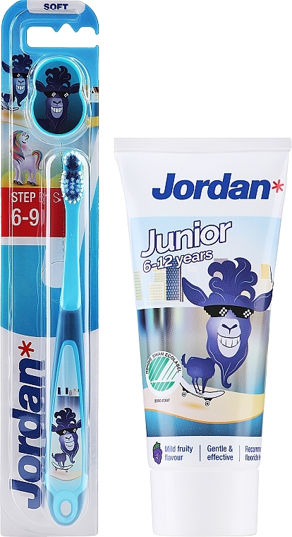 Набор 6-12 лет, осел - Jordan Junior (toothpaste/50ml + toothbrush/1pc) — фото N1